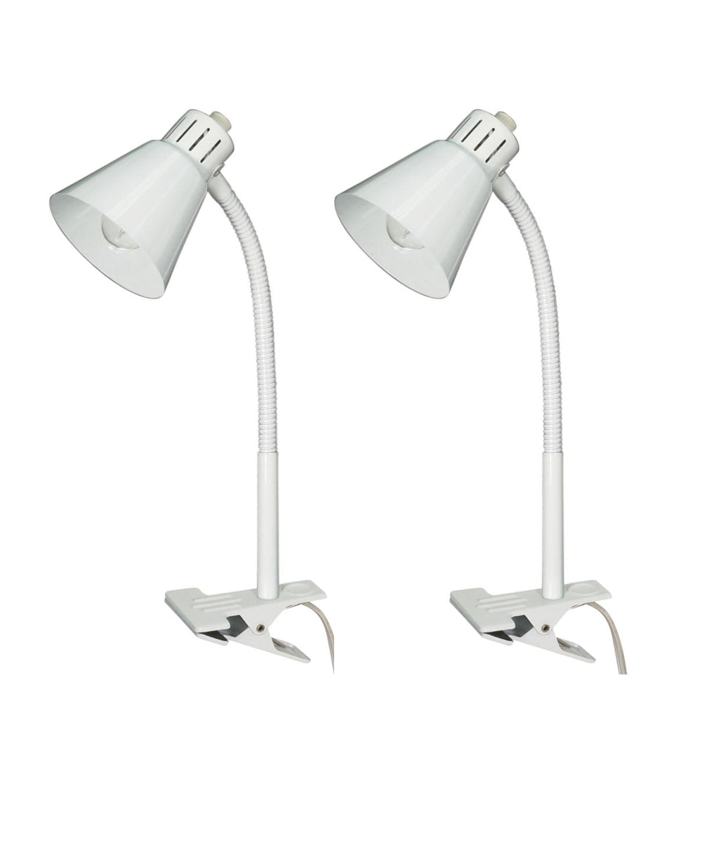 Satco 13"H 1 Light Clip-On Gooseneck White Clamp Desk Lamp - 2 Pack