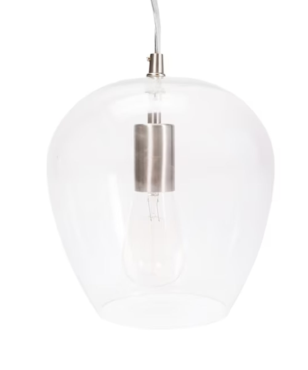 Allen + Roth 8"W 1-Light Bell Mini Pendant Light Fixture by Kichler Brushed Nickel with Clear Glass Shade Finish