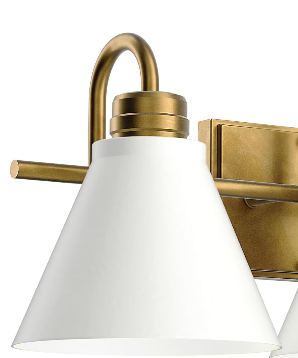 Rosburg 23"W 3-Light Bath Vanity Light Fixture by Kichler Natural Brass with White Shade Finish