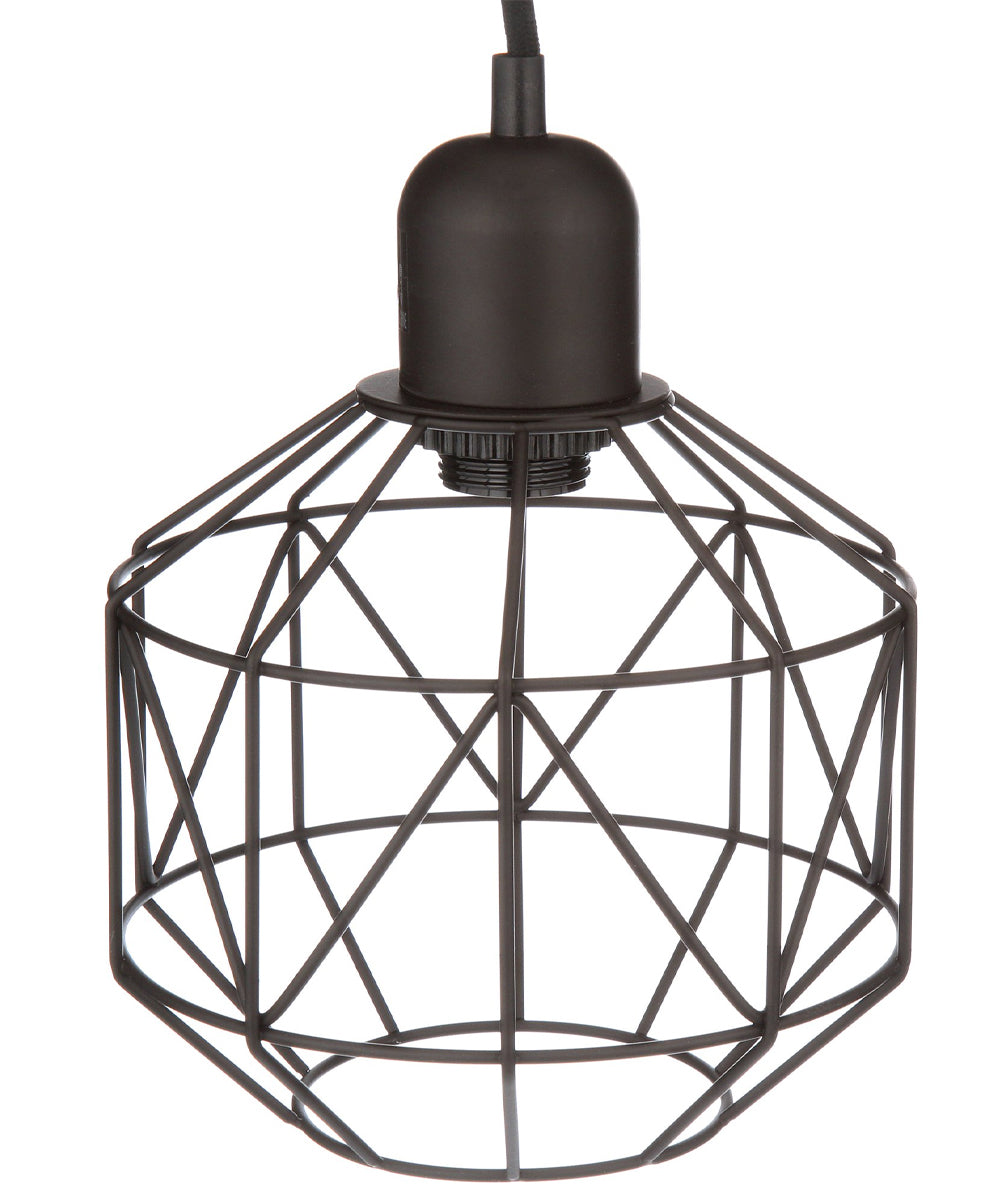 7"W 1-Light LED Metal Cage Plug-In Swag Pendant Lights (Set of 2) Bronze Finish