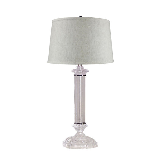 Battersby Table Lamp Base by Laura Ashley with Shallow Drum Hard Back Textured Oatmeal