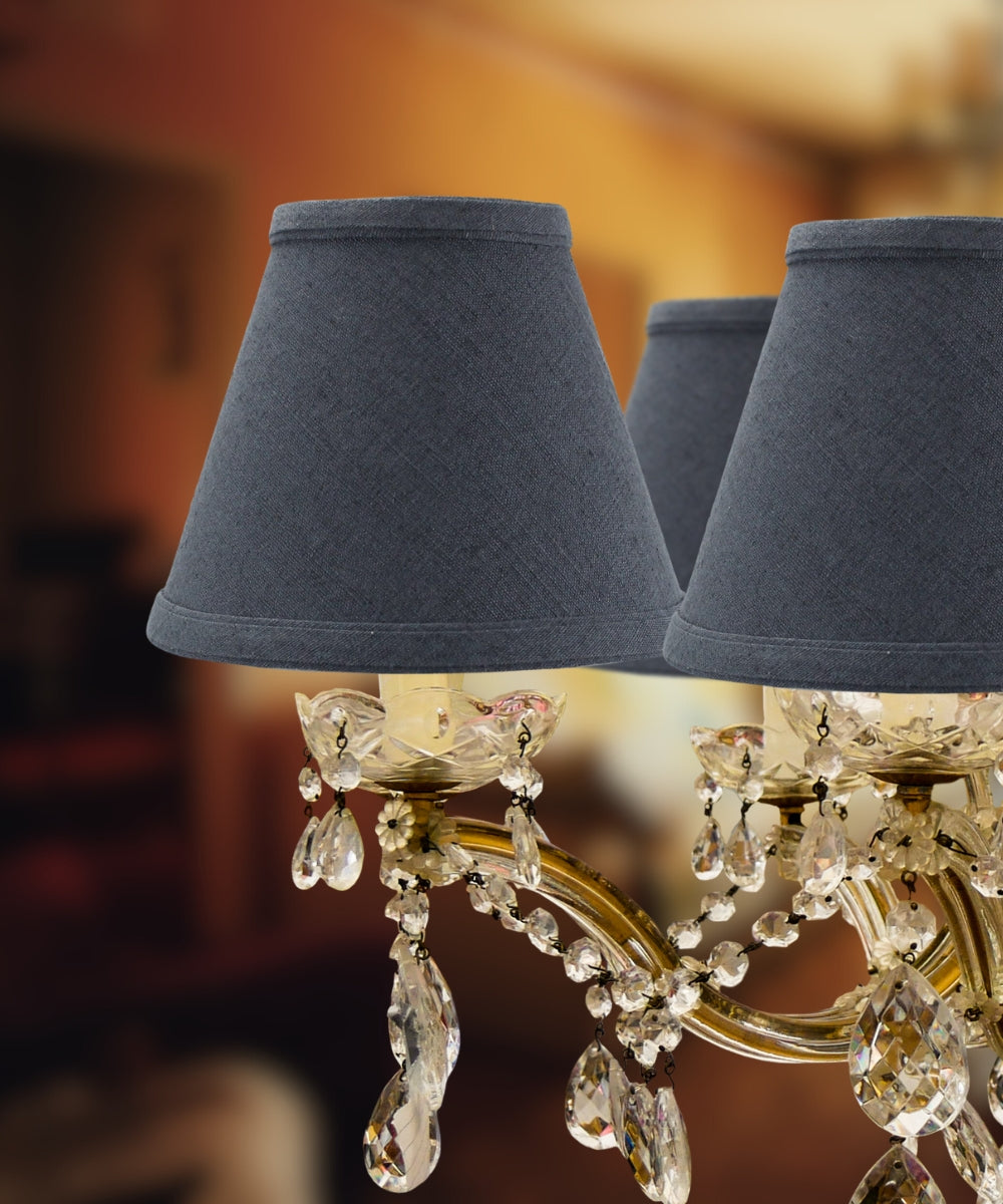 Textured Slate Blue Chandelier Lamp Shade -