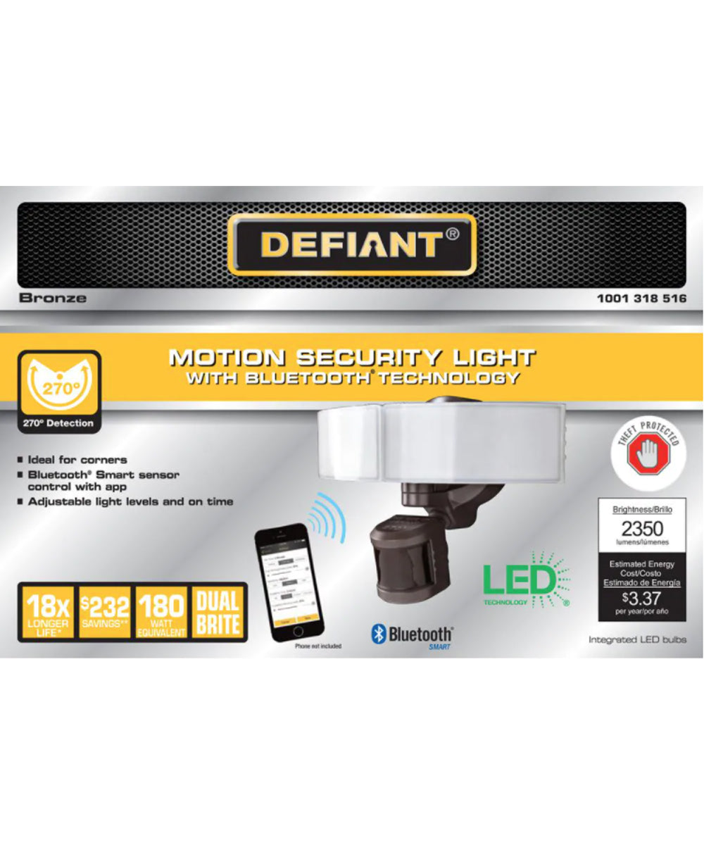 Defiant 270 Degree BRONZE LED Bluetooth Motion Outdoor Security Light 8"H (2 PACK)