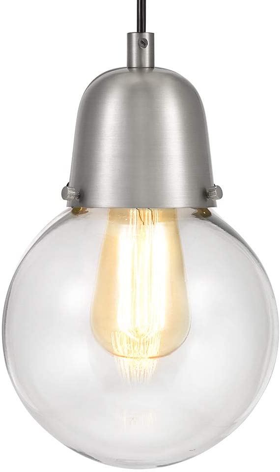 6"W Plug-In Hanging Pendant Brushed Nickel Finish