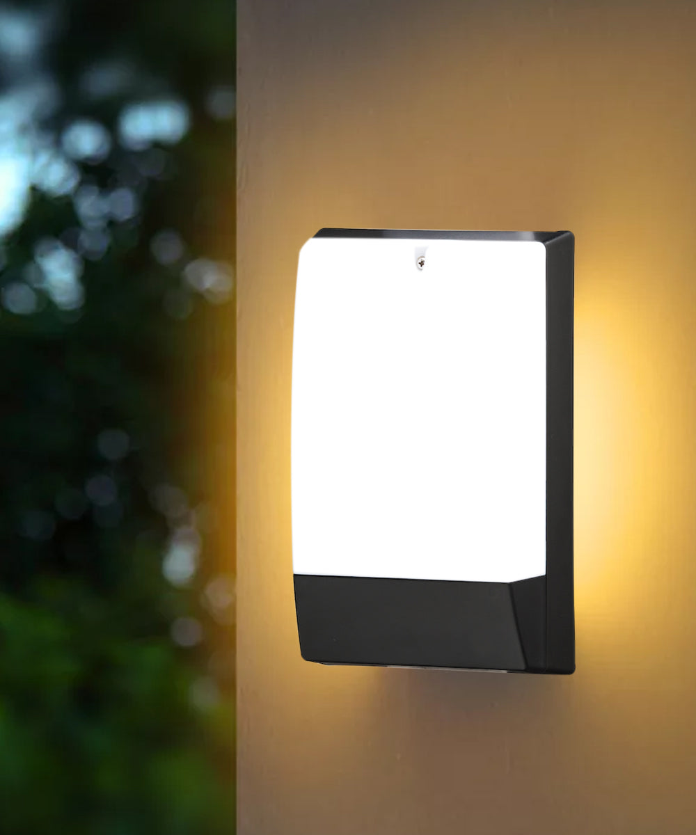 10"H Outdoor LED Wallpack Dusk to Dawn Wall Lights, (4 Pack) Low Profile Black Finish, White Shade