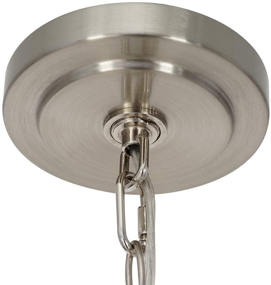 14"W 1 Light Pendant Brushed Nickel Finish with White Linen Shade