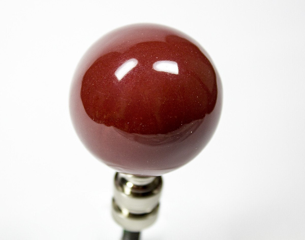 Ceramic 40mm Burgundy Ball Nickel Base Lamp Finial 2.25"h