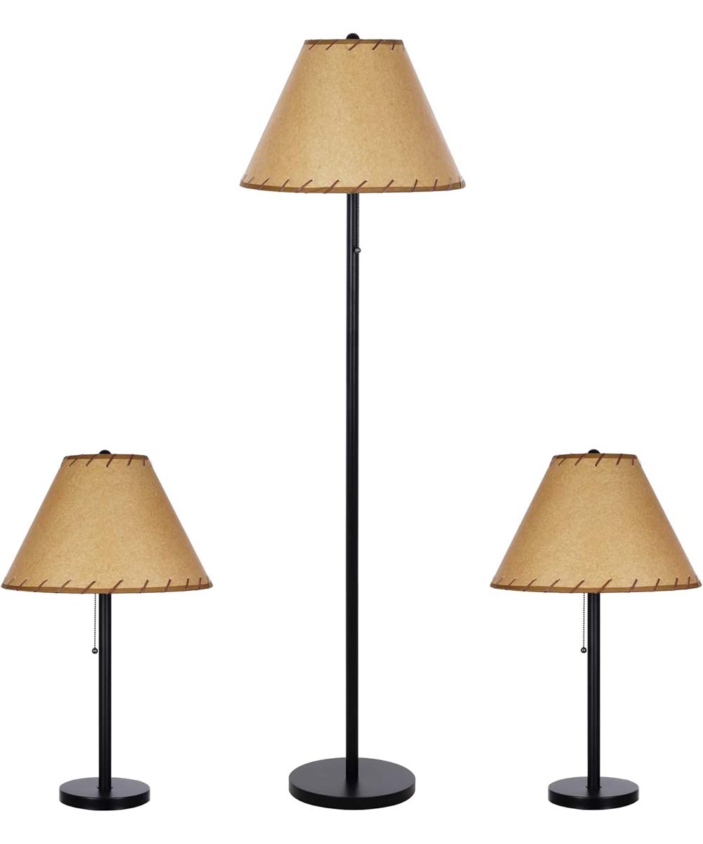 Catalina Lodge Cabin 3-Piece Floor and Table Lamp Combo Set, Rustic Bronze Metal Finish