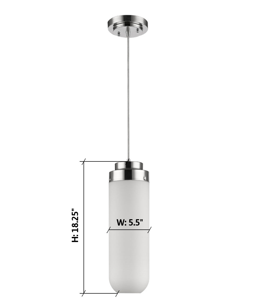 Solar 1-Light Polished Nickel Indoor Pendant With 18" h Frosted Glass Shade IN31190PN by Acclaim Lighting