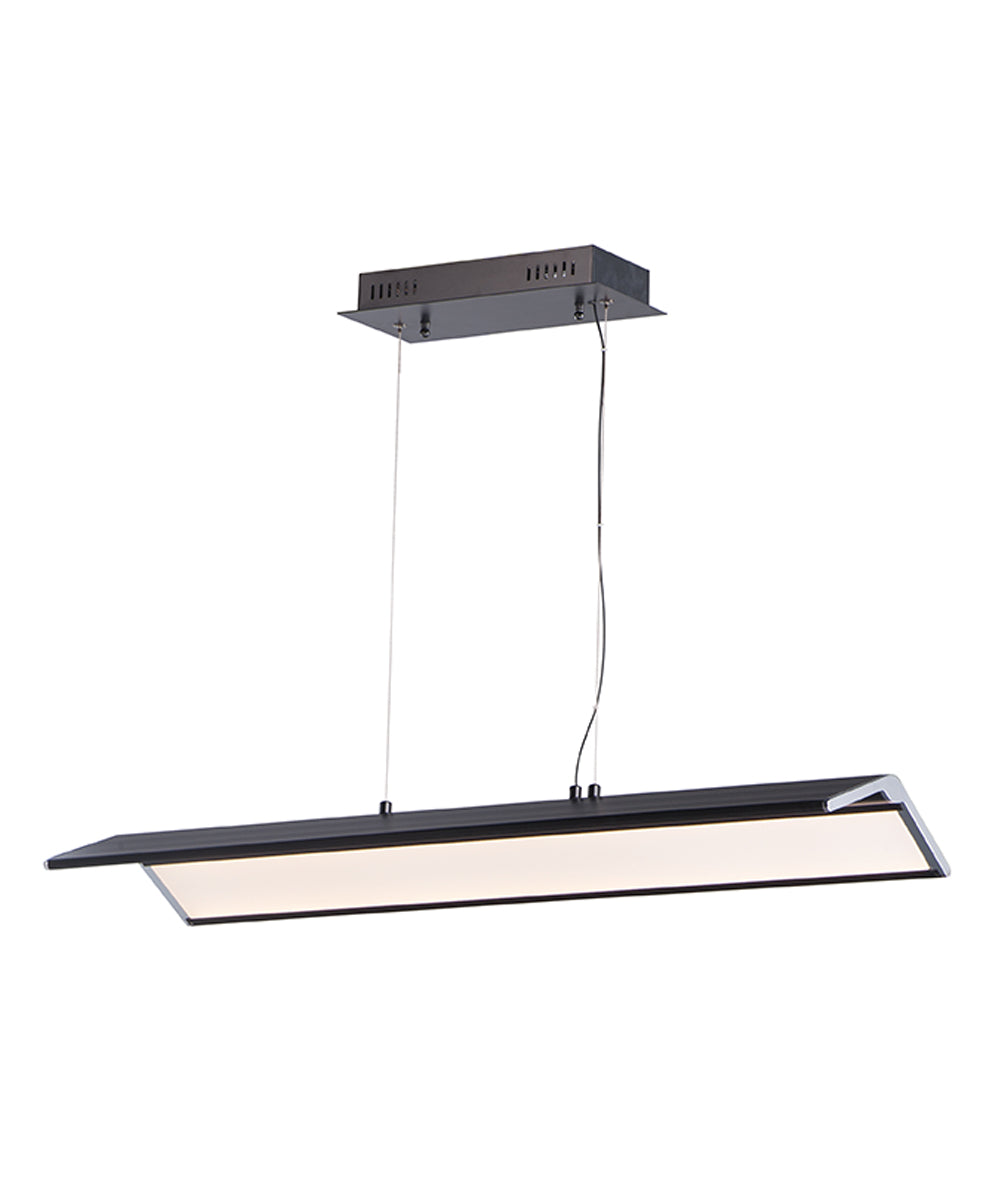 Glider 36"L 1-Light LED Island Light Light Fixture Black and Polished Chrome Finish by ET2