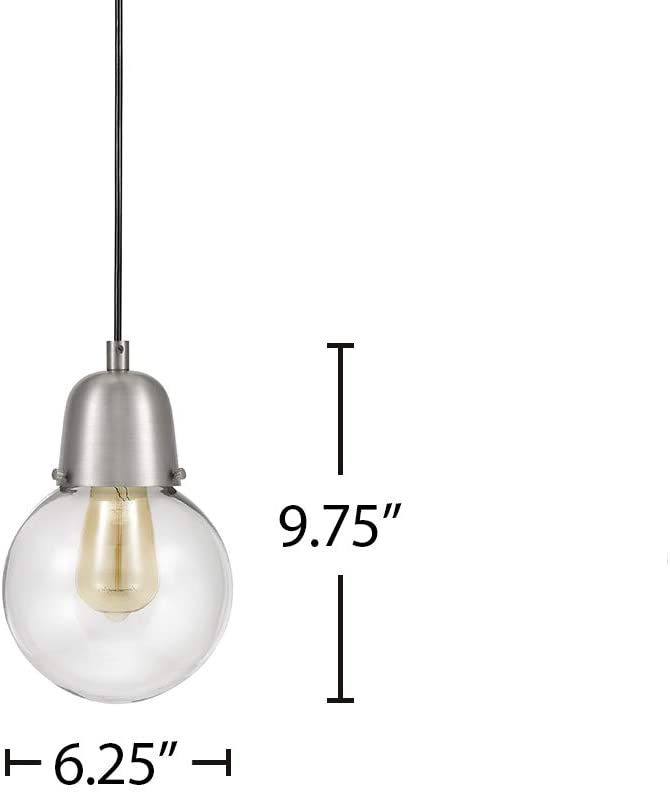 6"W Plug-In Hanging Pendant Brushed Nickel Finish