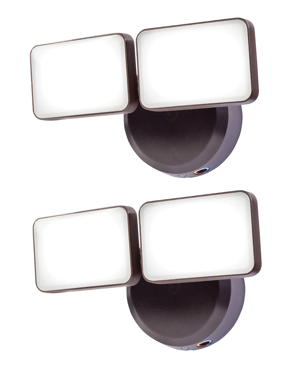 Dual Light Outdoor LED Wall Flood Lights, (2 Pack) Dusk to Dawn, Bronze Finish 6"H