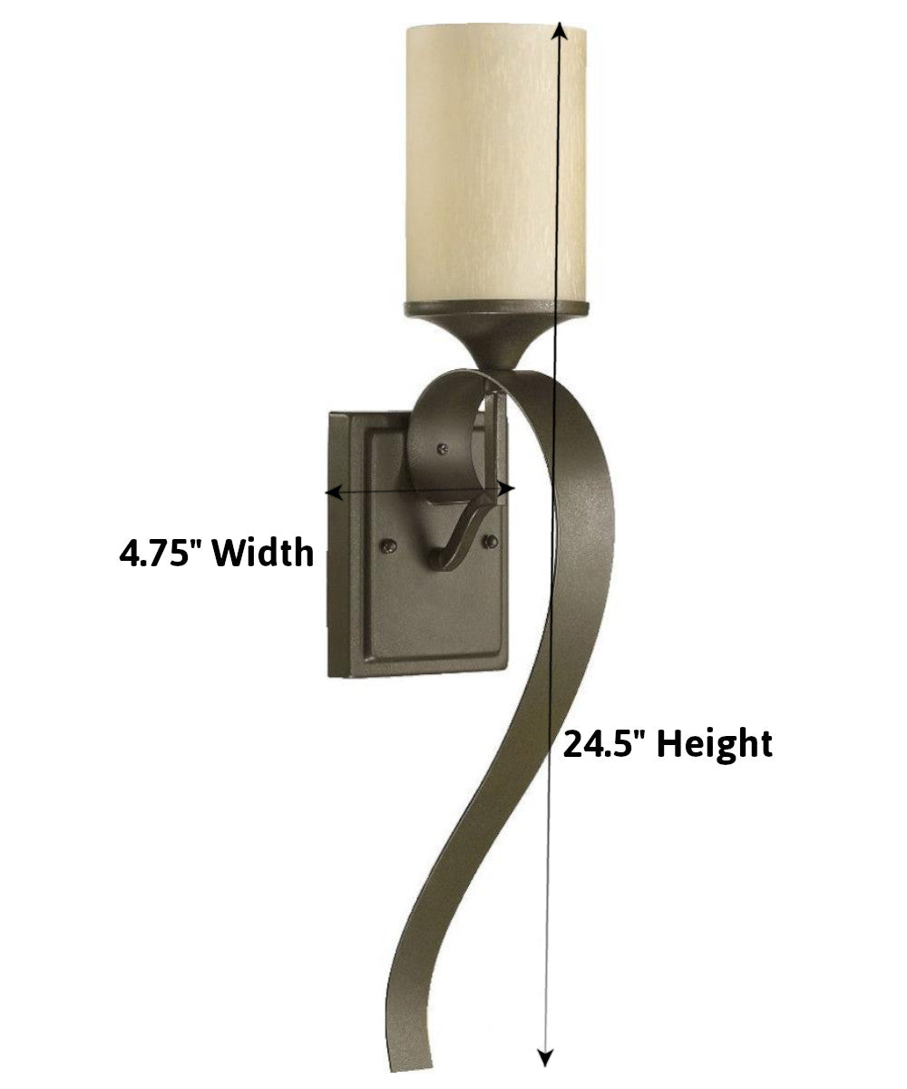 Atwood 1-Light Wall Sconce 24"h, Oiled Bronze, Amber Scavo Glass Shade