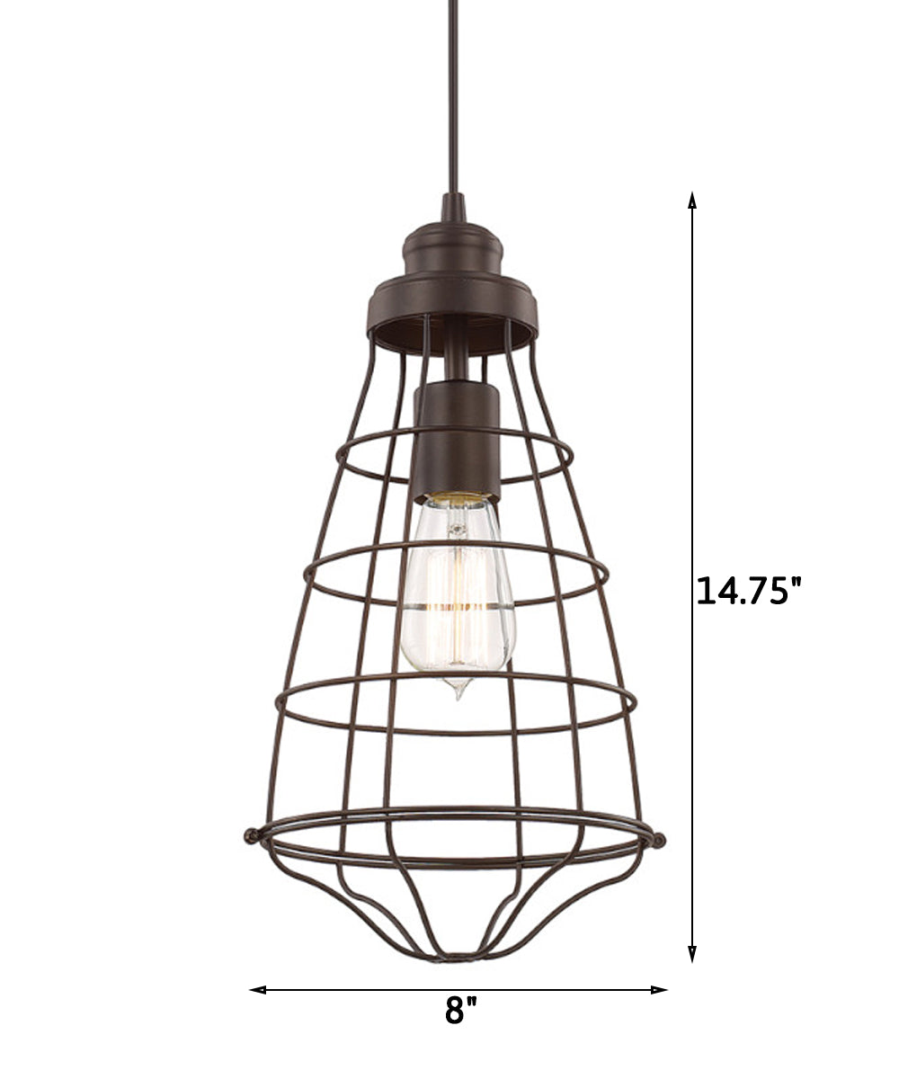 8"W Daudin 1-Light Pendant Light Burnished Bronze Finish