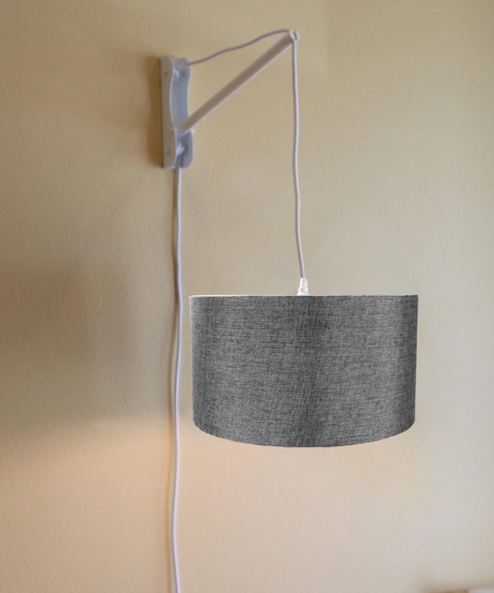 MAST Plug-In Wall Mount Pendant, 1 Light White Cord/Arm, Granite Gray Shade 18x18x10