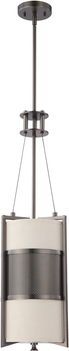 Nuvo 10"W Diesel 1-Light Pendant Hazel Bronze / Khaki Fabric Shade