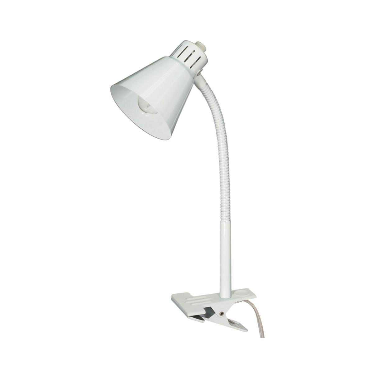 Satco 13"H 1 Light Clip-On Gooseneck White Clamp Desk Lamp
