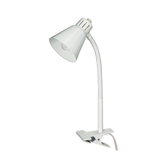 Satco 13"H 1 Light Clip-On Gooseneck White Clamp Desk Lamp