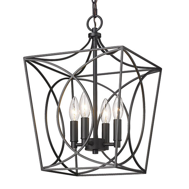 Millennium Lighting Tracy Pendant Cage Chandelier Light in Matte Black, 12"w