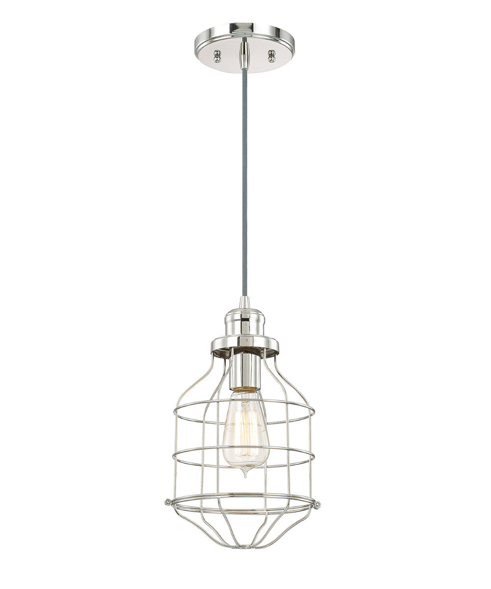 7.5"W Daudin 1-Light Pendant Light Polished Nickel Finish