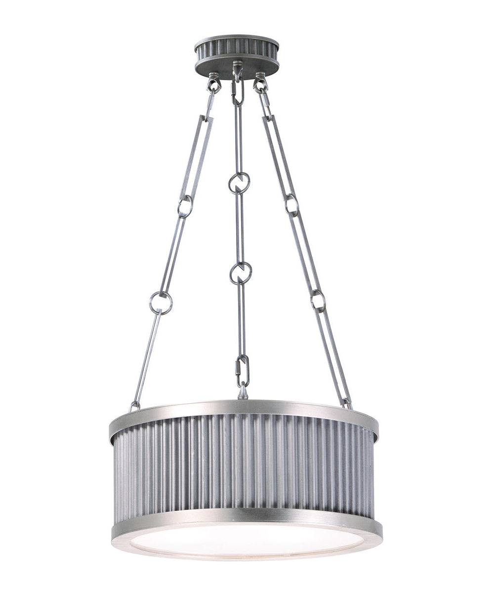 Ruffle 13"W 3-Light Pendant Light Fixture Weathered Zinc and Satin Nickel Finish by Maxim