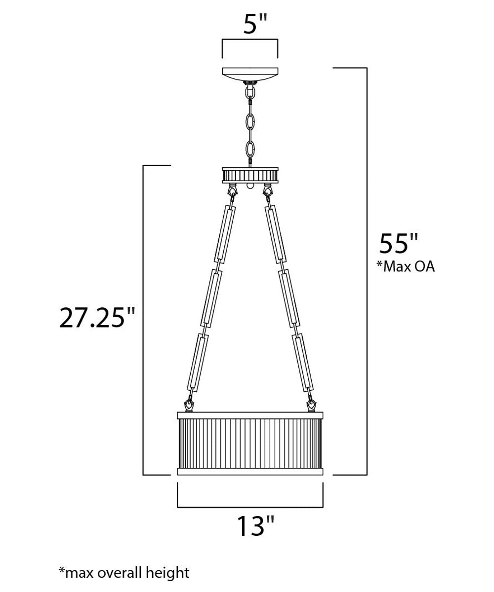 Ruffle 13"W 3-Light Pendant Light Fixture Oil Rubbed Bronze and Burnished Brass Finish by Maxim