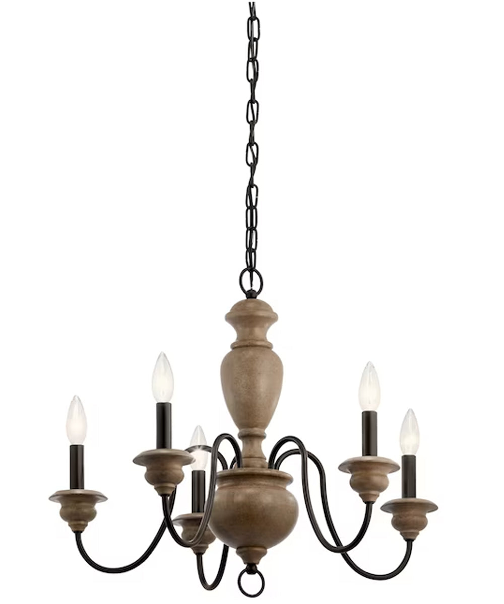 Beulah 24"W 5-Light Chandelier by Kichler Olde Bronze with Faux Pine Accents Finish