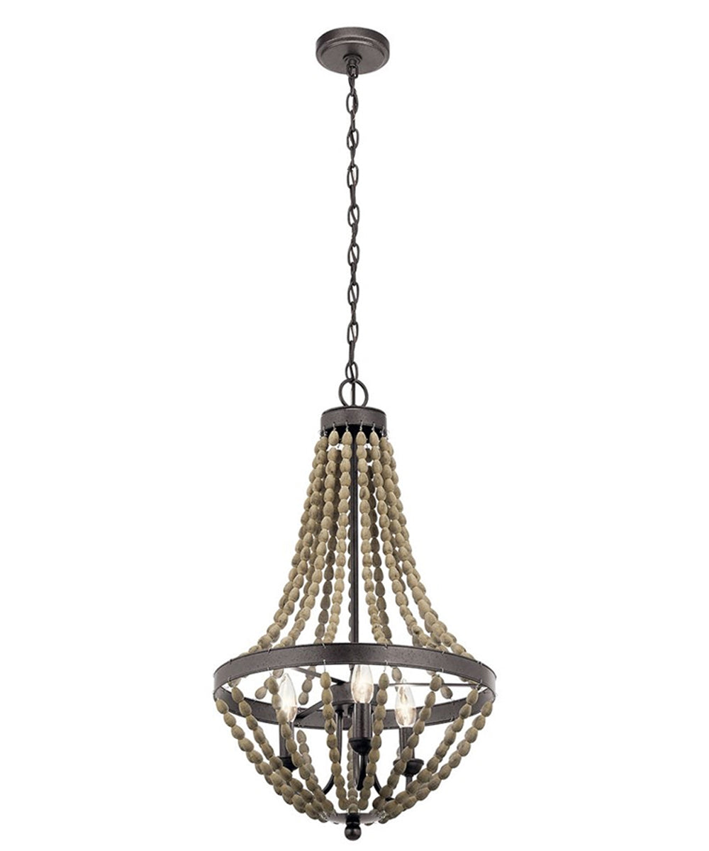 Coltyn 16"W 3-Light Mini Chandelier by Kichler Beaded Anvil Iron and Distressed Antique Grey Finish