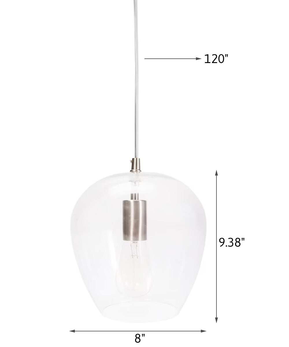 Allen + Roth 8"W 1-Light Bell Mini Pendant Light Fixture by Kichler Brushed Nickel with Clear Glass Shade Finish