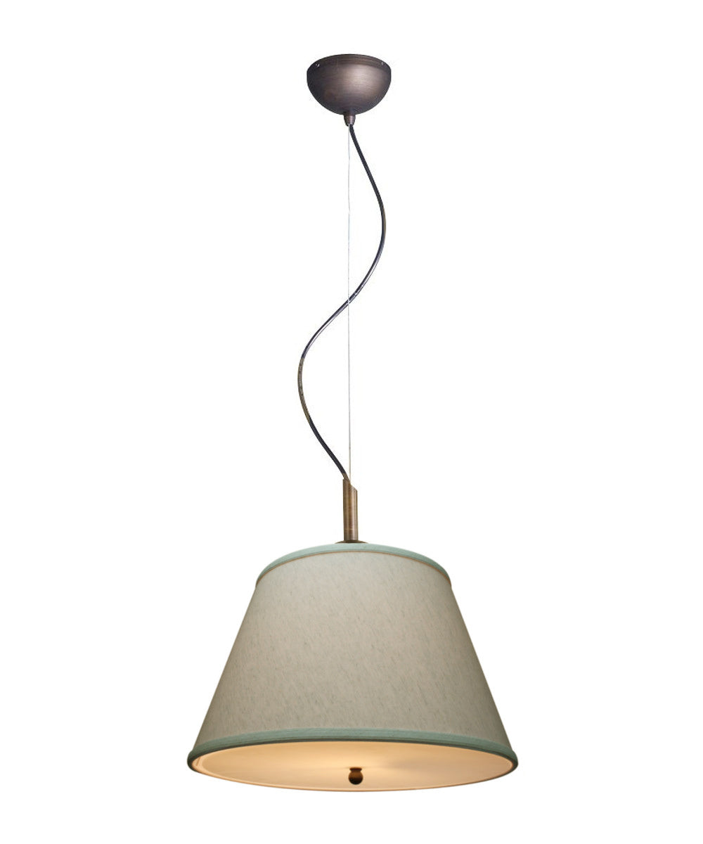 Gold-laced Cafe Pendant Light with Textured Oatmeal Slotted UNO Empire Shade and Diffuser