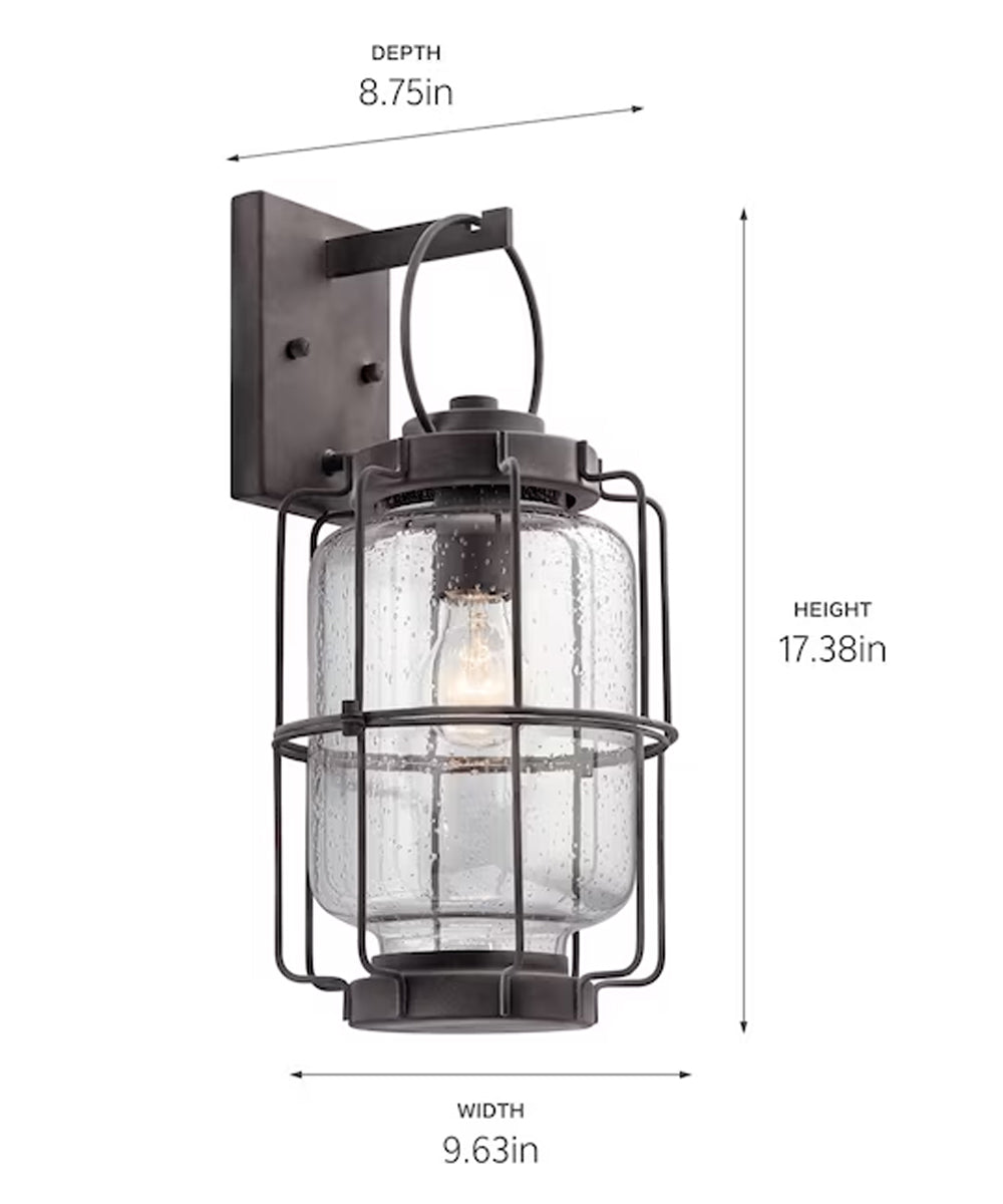 Montview 18"H 1-Light Outdoor Wall Light Lantern by Kichler Weathered Zinc Finish