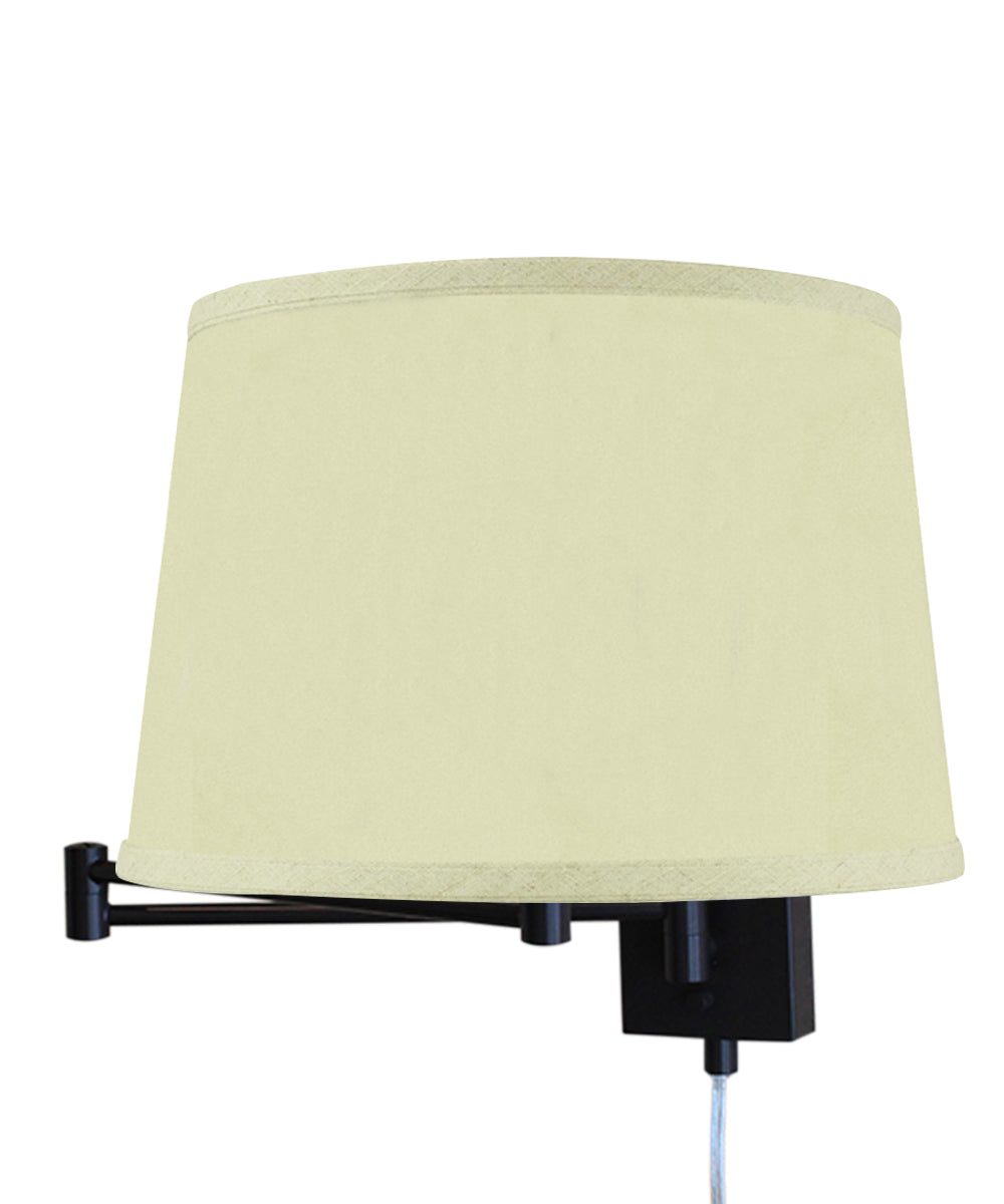 Dimmable Swing Arm Wall Light Bronze Brown Finish with Eggshell Fabric Lampshade - For Bedside, Living Room, Reading Chair