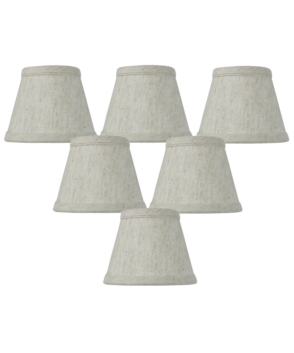 Set of 6 Textured Oatmeal Clip-on Candlelabra Shade 3x5x4