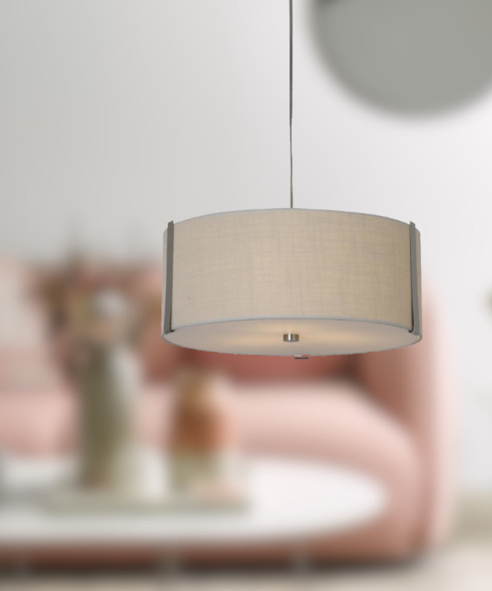 Apollo II 3-Light 20" Pendant in Brushed Nickel with Coarse Cream Shade TP7569 by Trend Lighting