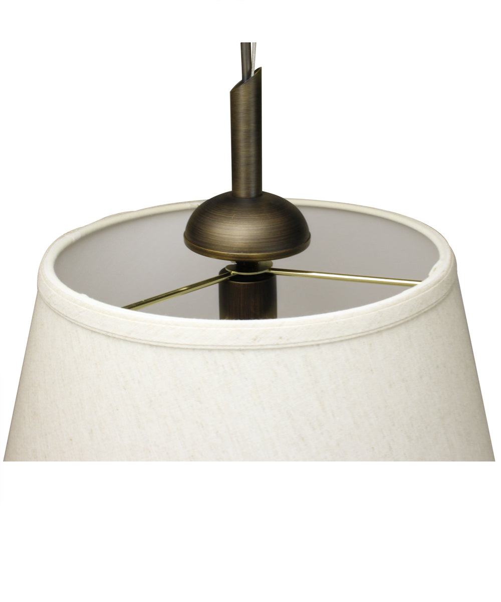 Gold-laced Cafe Pendant Light with Textured Oatmeal Slotted UNO Empire Shade and Diffuser