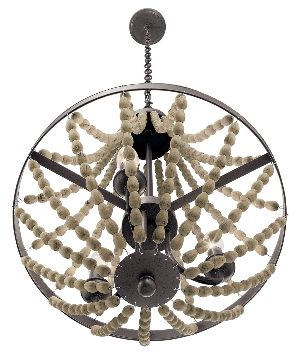 Coltyn 16"W 3-Light Mini Chandelier by Kichler Beaded Anvil Iron and Distressed Antique Grey Finish