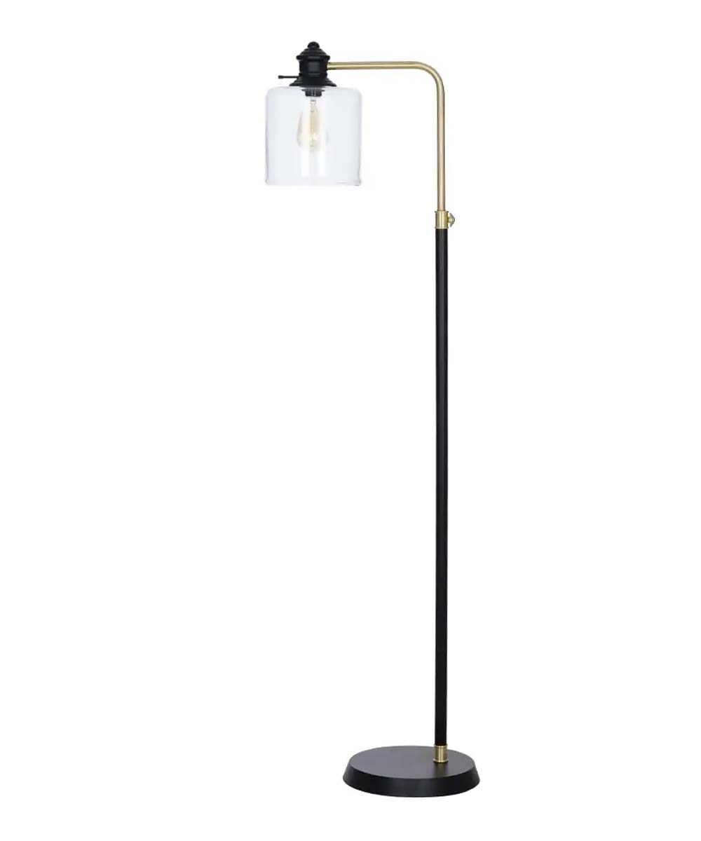 Catalina Industrial Modern Two-Tone Downbridge LED Task Floor Lamp, Black with Brass Finish, 58" H