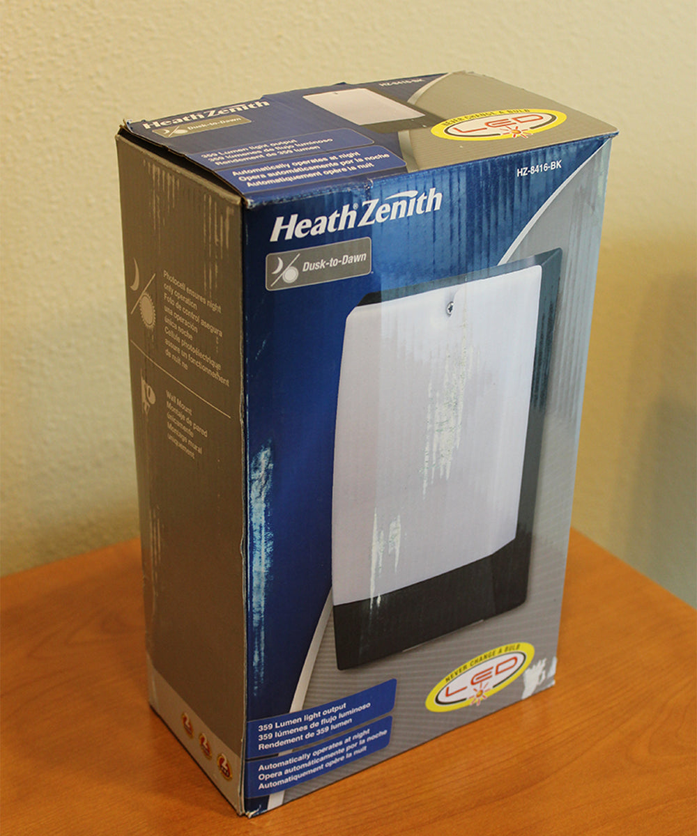 10"H Outdoor LED Wallpack Dusk to Dawn Wall Light, Low Profile Black Finish, White Shade