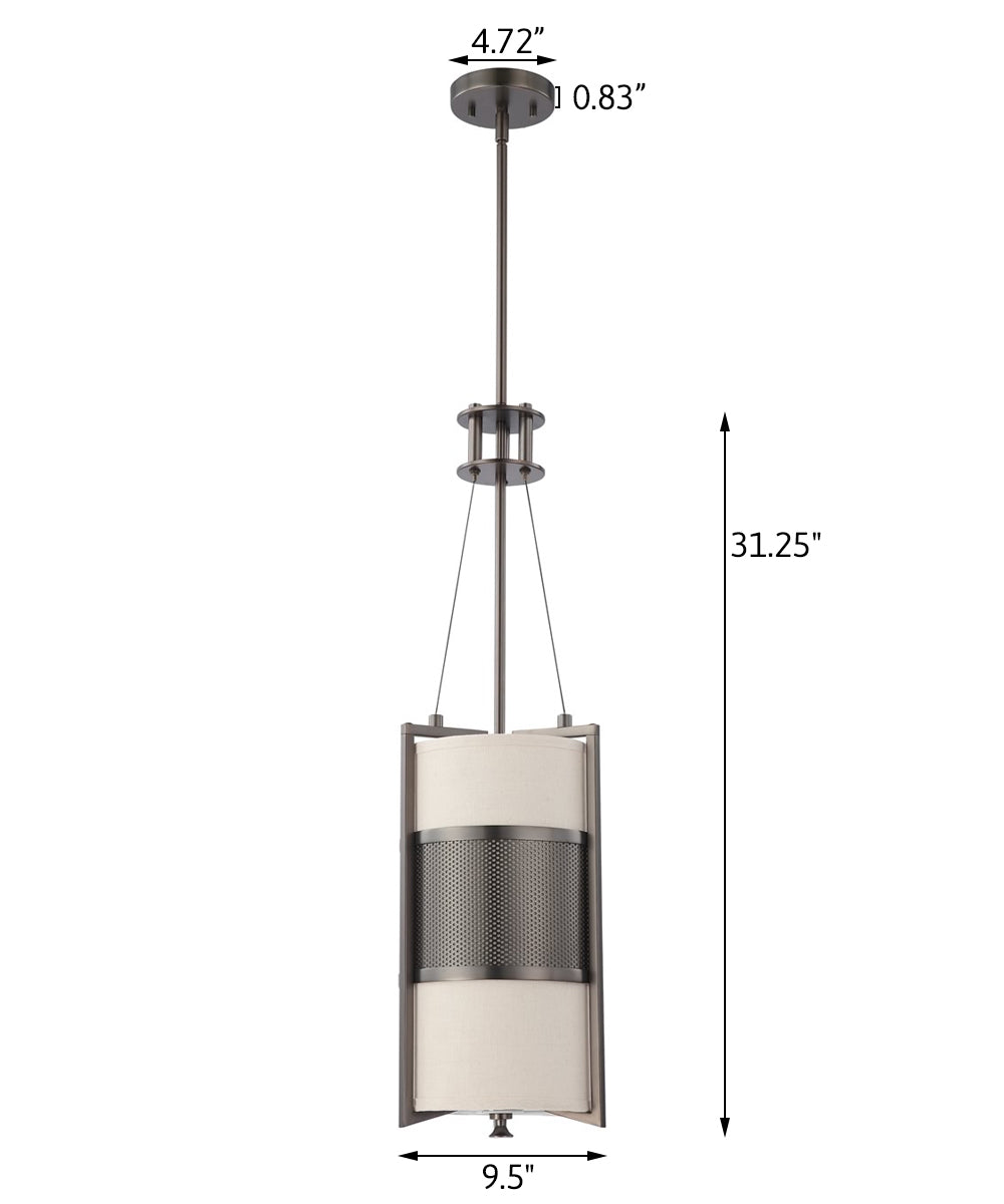 Nuvo 10"W Diesel 1-Light Pendant Hazel Bronze / Khaki Fabric Shade