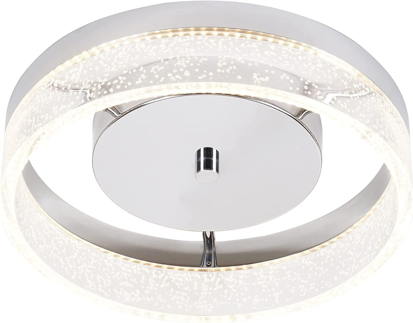 Cresswell 12"W 1-Light Fizzy Polished Nickel LED Modern Flush Mount Light Fixture with Clear Bubble Seeded Acrylic Shade