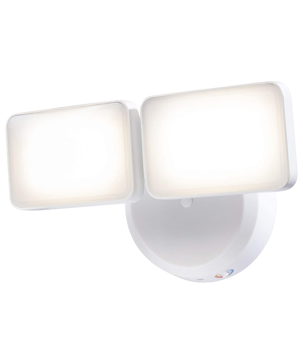 Outdoor LED Dual Head Wall Spot Light 2 Light Dusk to Dawn, White Finish 6"H