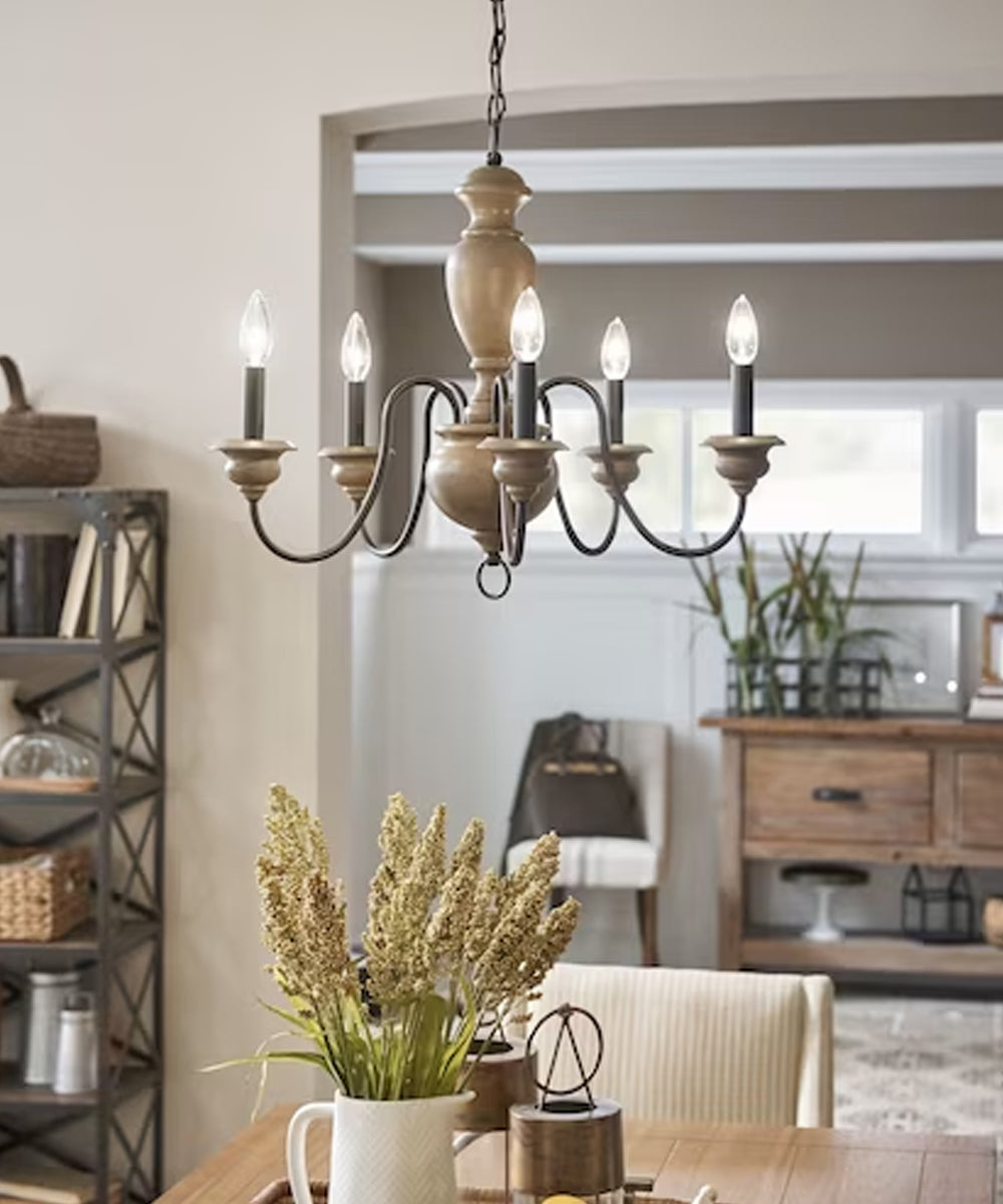 Beulah 24"W 5-Light Chandelier by Kichler Olde Bronze with Faux Pine Accents Finish