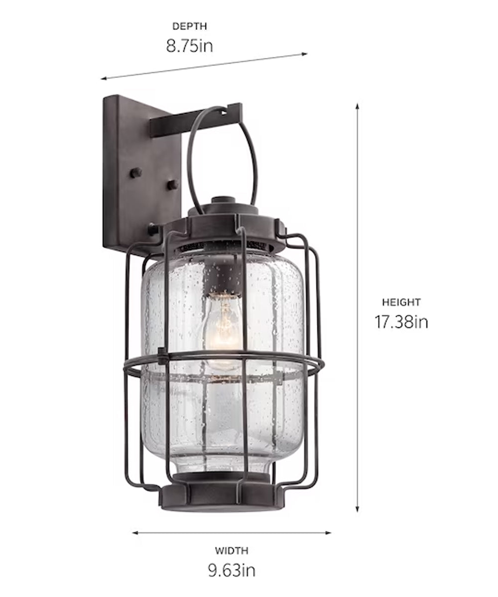 Montview 14"H 1-Light Outdoor Wall Light Lantern by Kichler Weathered Zinc Finish