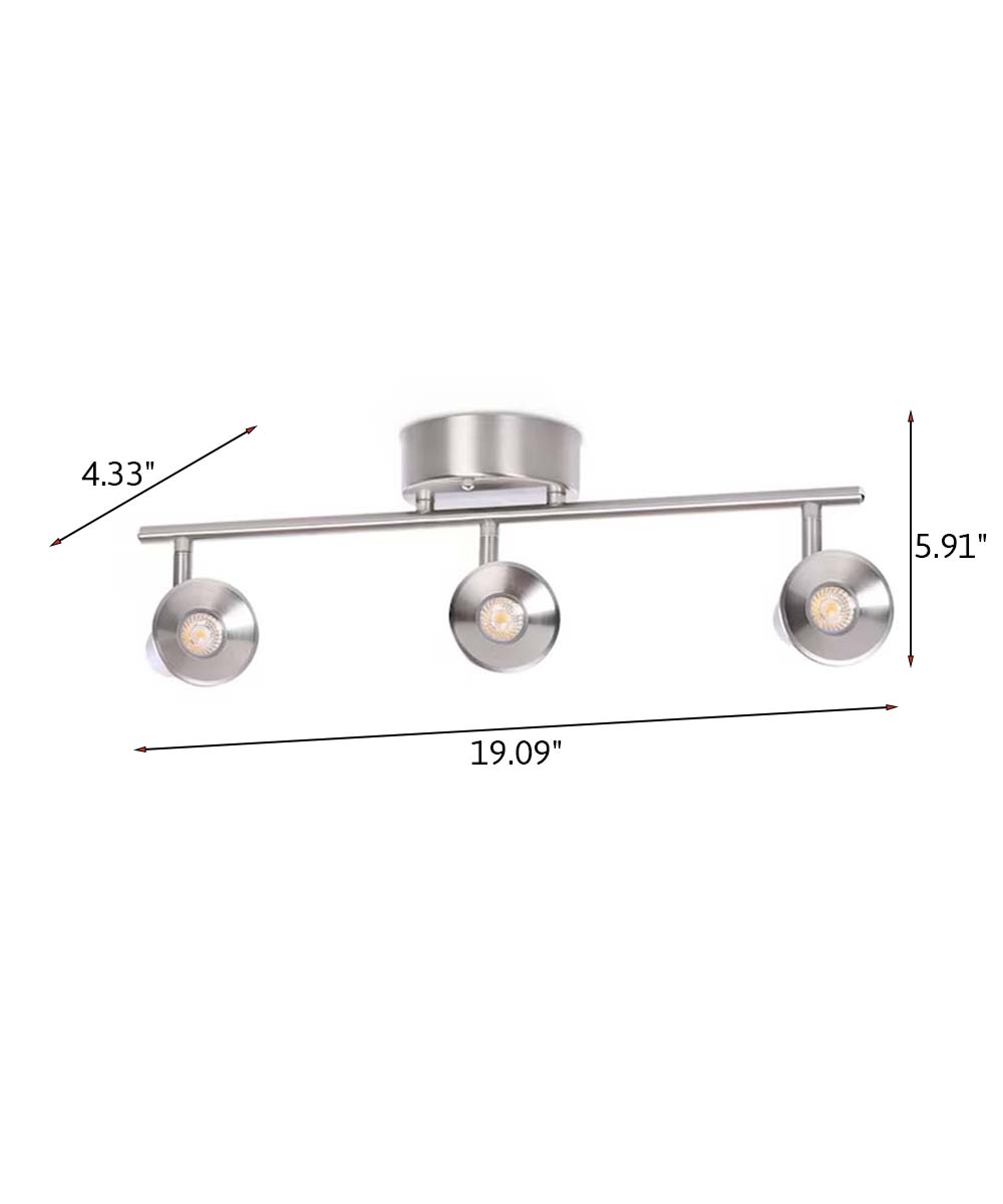 Seekott 19"W 3-Light LED Track Bar Light Fixture, Brushed Nickel Flare Shaped by Style Selections