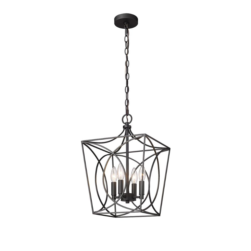 Millennium Lighting Tracy Pendant Cage Chandelier Light in Matte Black, 12"w