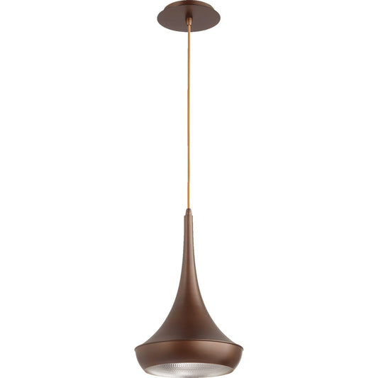 1-Light Pendant Oiled Bronze by Quorum. Modern Design Perfect for updating a kitchen island, over a bar, or adding a fresh look to a bathroom