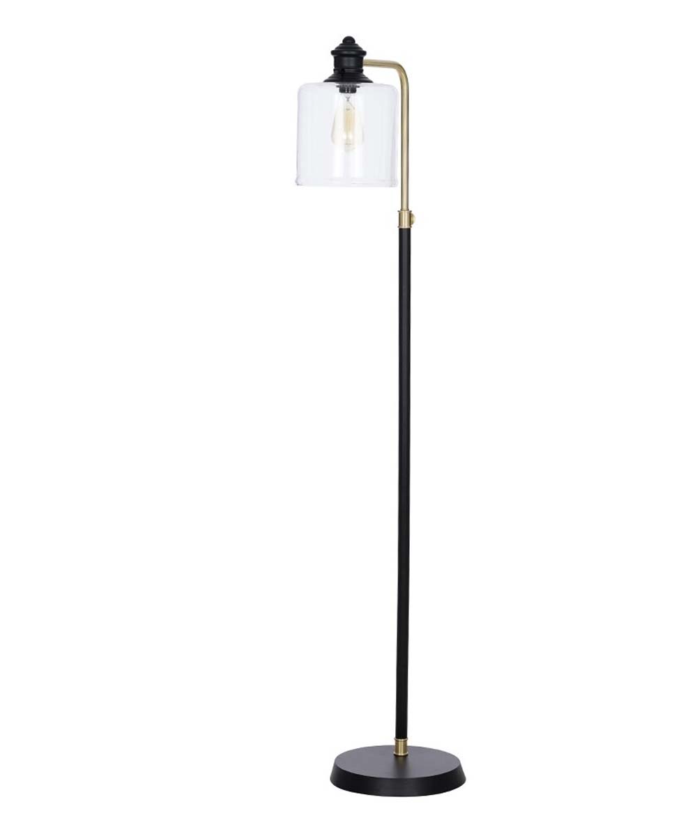 Catalina Industrial Modern Two-Tone Downbridge LED Task Floor Lamp, Black with Brass Finish, 58" H