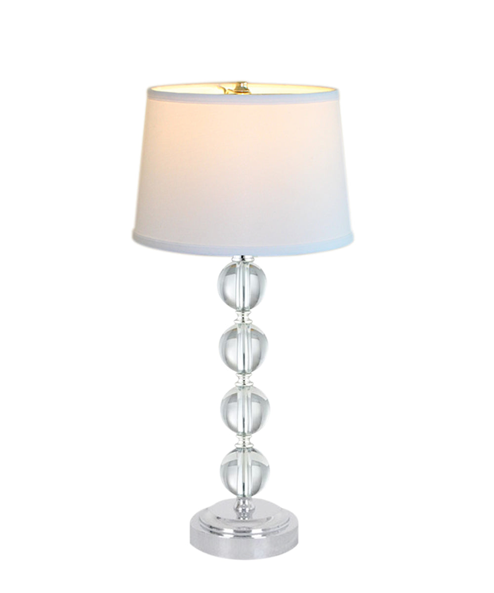 18"H Stacked Glass Ball Lamp Set Brushed Nickel, White Lampshade (Set of 2)