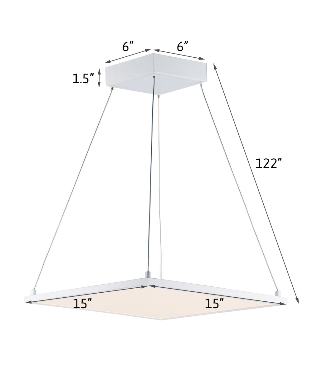 Wafer SQ 15"W 1-Light LED Pendant Light Fixture White Finish by Maxim