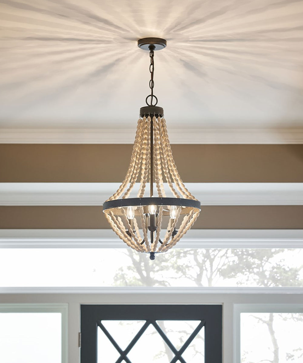 Coltyn 16"W 3-Light Mini Chandelier by Kichler Beaded Anvil Iron and Distressed Antique Grey Finish